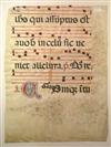 MANUSCRIPT LEAF ASCENSION. Vellum leaf from a Latin gradual with illuminated initial V. Florence, 15th century